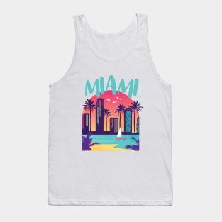 Miami City Skyline Harbour Beach Tank Top